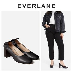 Everlane Day High Heel in Black Leather